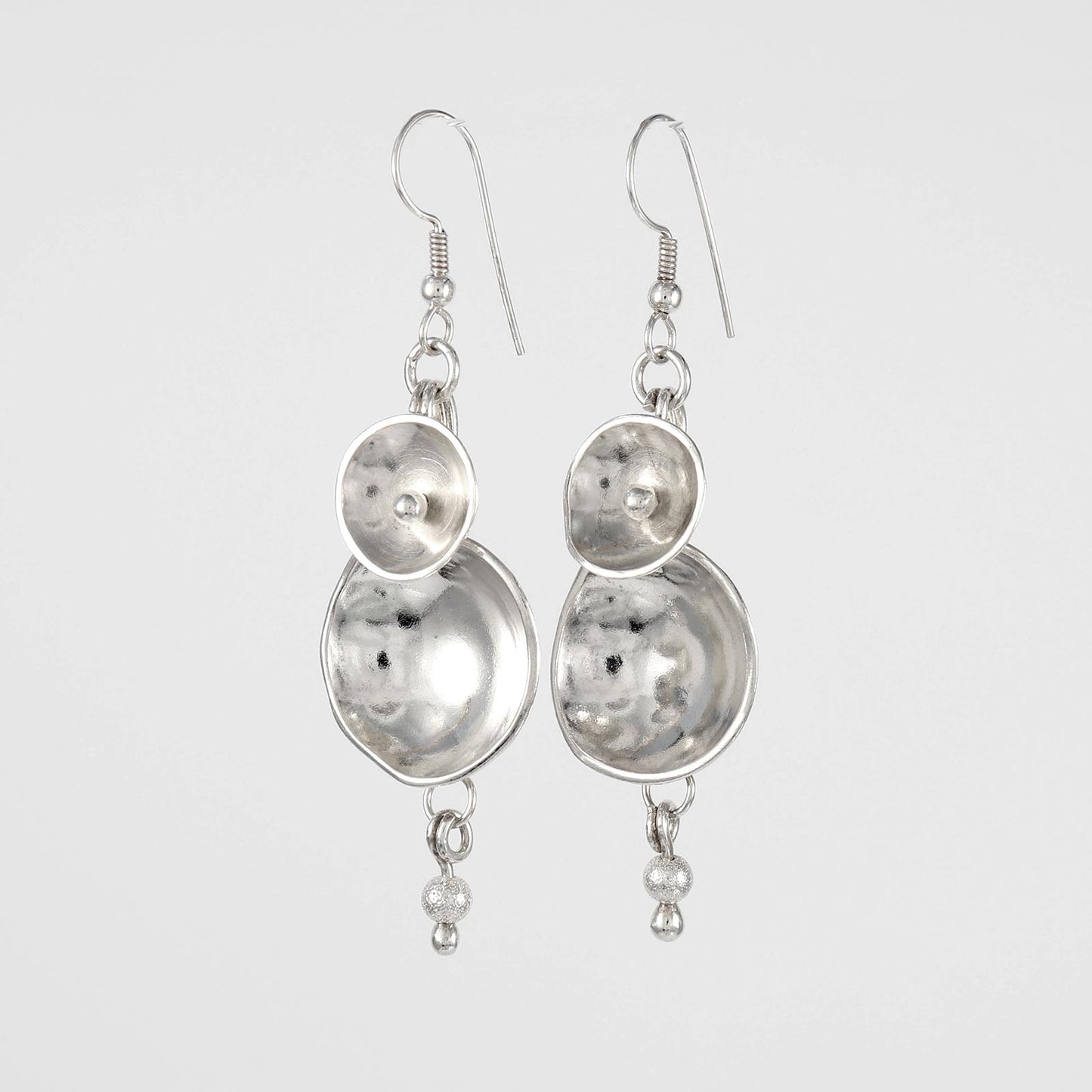 Double domed drop earrings